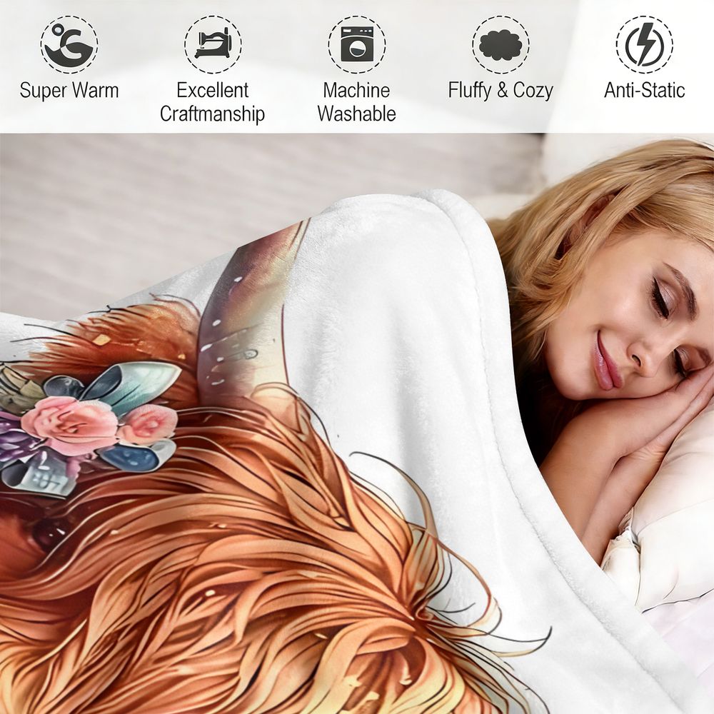 Highland Cow Print Blanket Fla – Highland Home Textiles Bewertung und Preis
