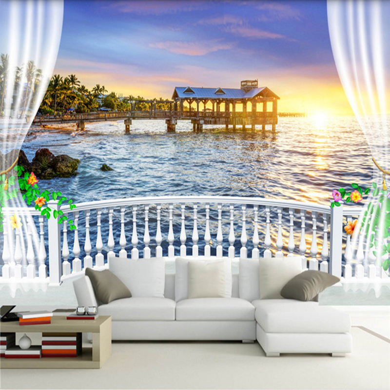 Custom Photo Wallpaper 3D Balc – Sunrise Home Textiles & Apparel Bewertung und Preis