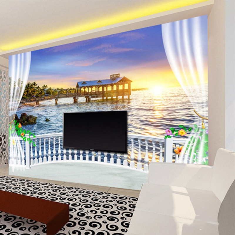 Custom Photo Wallpaper 3D Balc – Sunrise Home Textiles & Apparel Bewertung und Preis