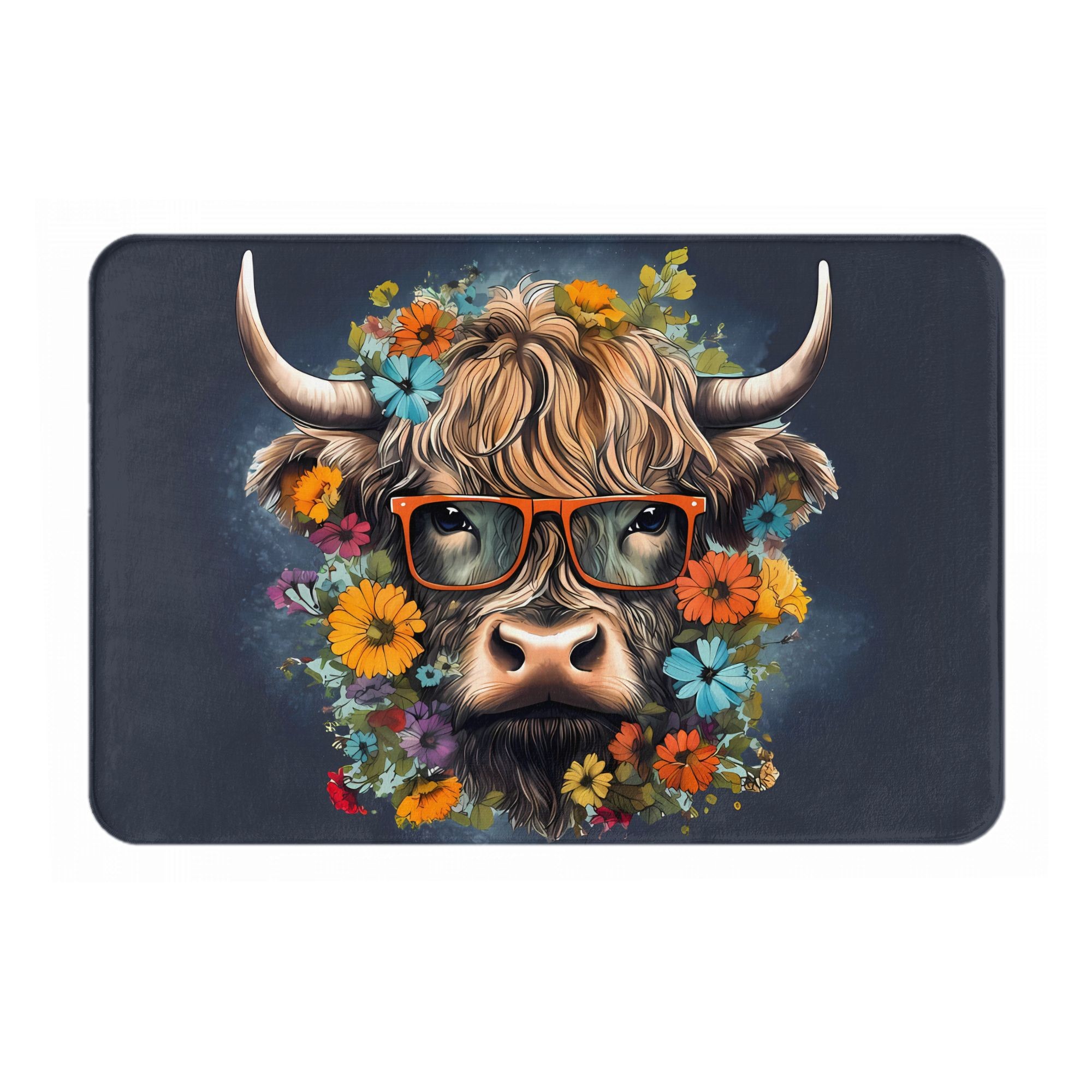 Highland Cow With Glasses Flor – Highland Home Textiles Bewertung und Preis