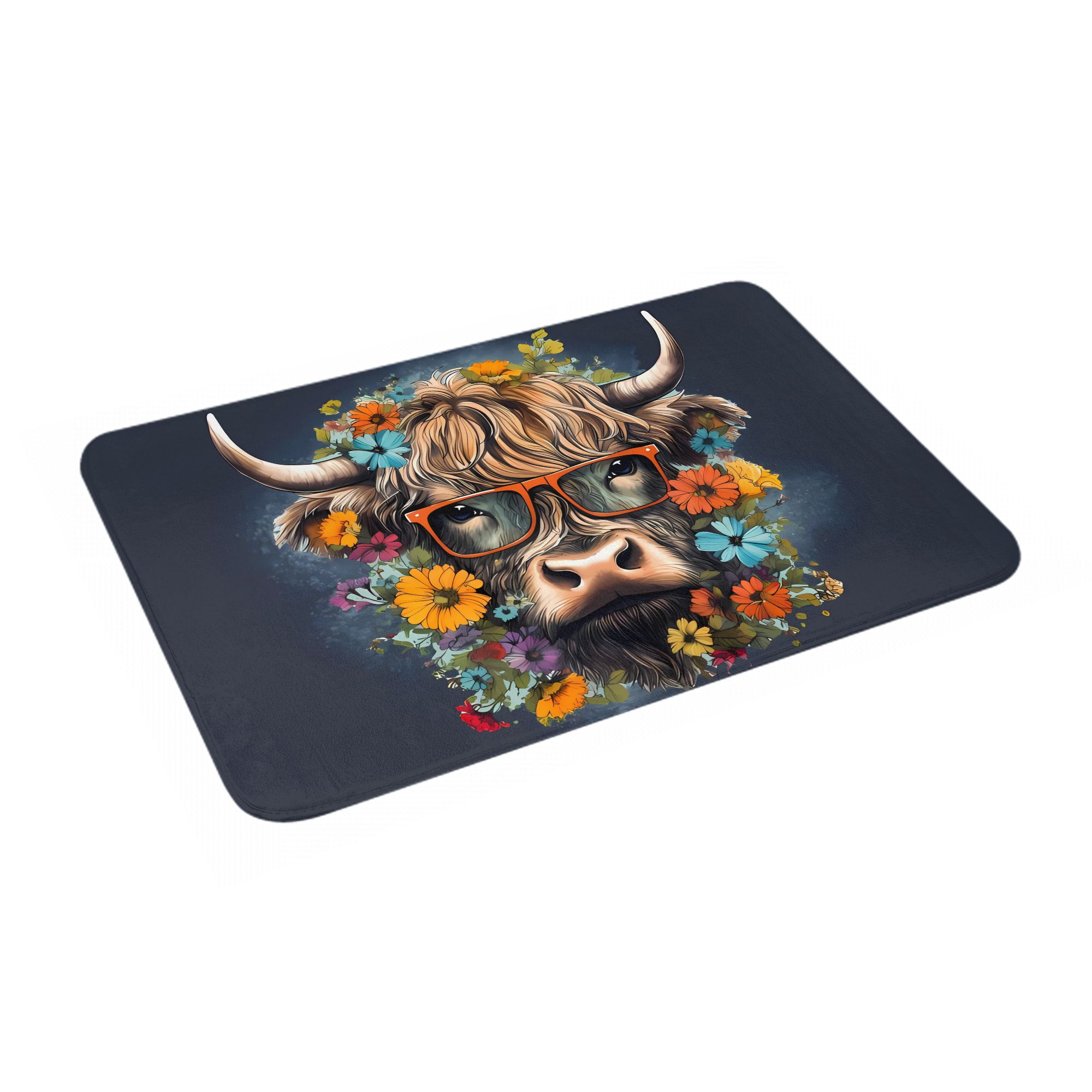 Highland Cow With Glasses Flor – Highland Home Textiles Bewertung und Preis