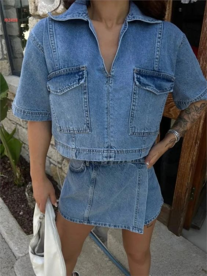 Women's 2 Piece Denim Outfits  – Quilt Cotton Summer Bewertung und Preis