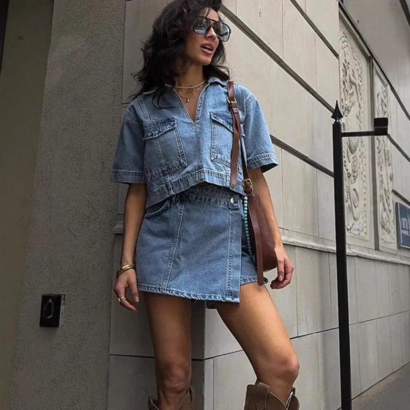 Women's 2 Piece Denim Outfits  – Quilt Cotton Summer Bewertung und Preis