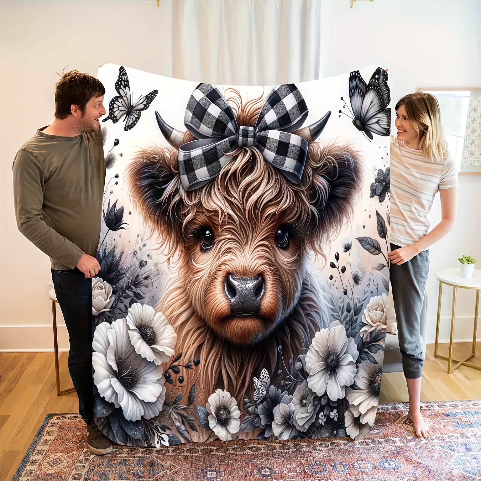 Highland Cow Plaid Blanket - C – Highland Home Textiles Bewertung und Preis
