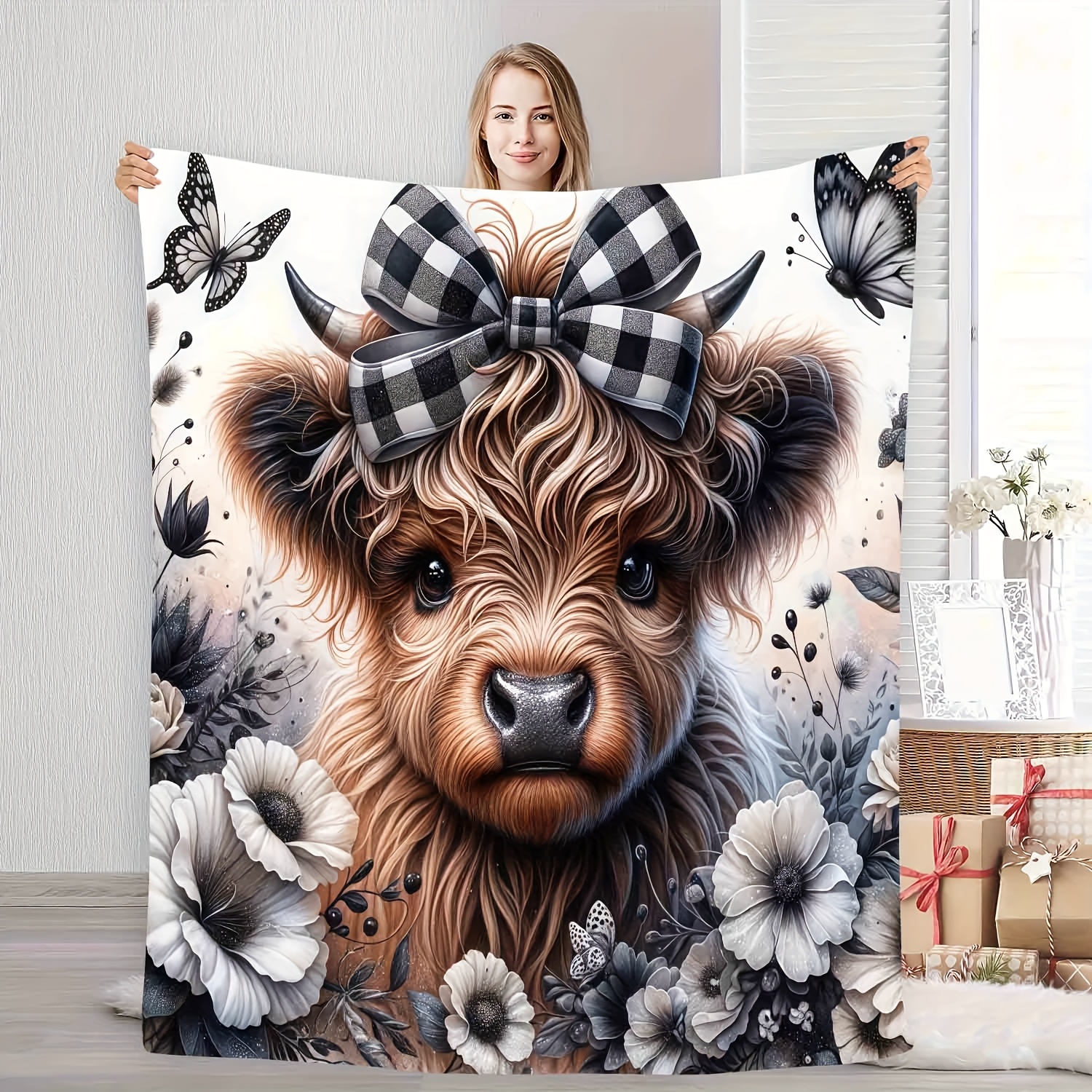 Highland Cow Plaid Blanket - C – Highland Home Textiles Bewertung und Preis