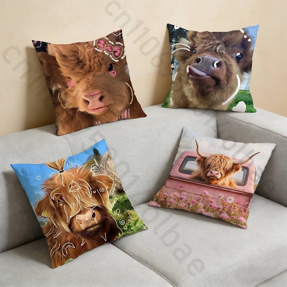 Cute Highland Cow Pillow Case  – Highland Home Textiles Bewertung und Preis
